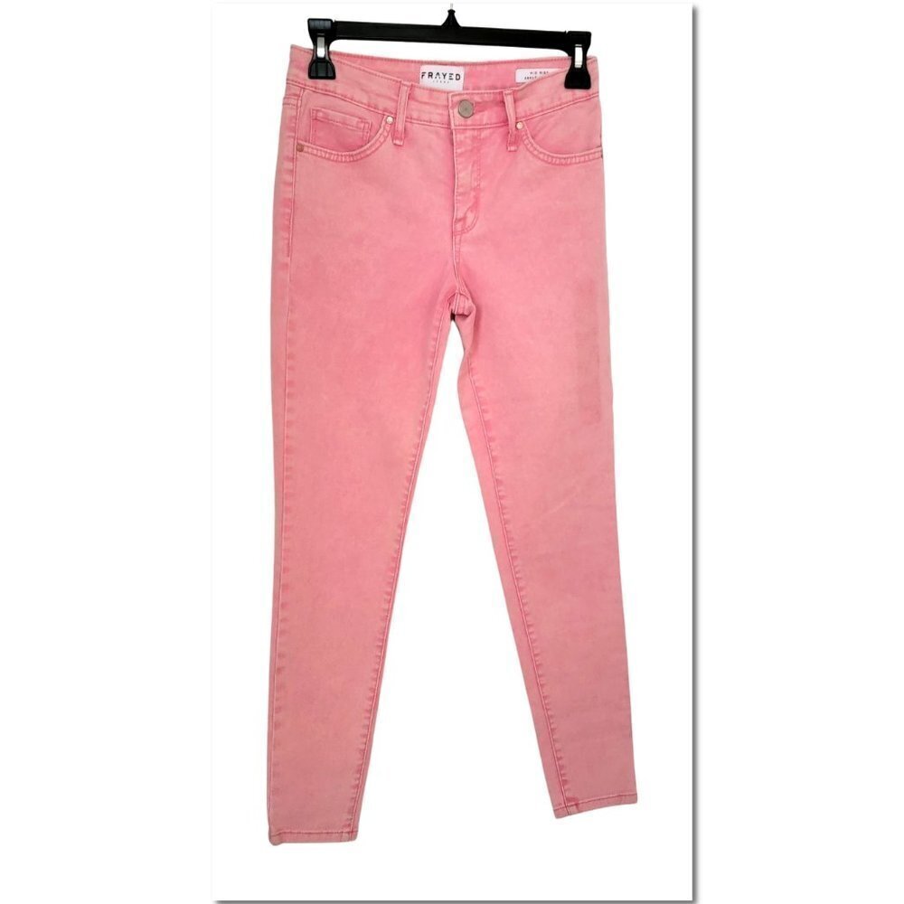 FRAYED Jordan Midrise Ankle Skinny Pink Jeans Size 00/24 RARE FIND Rare Color